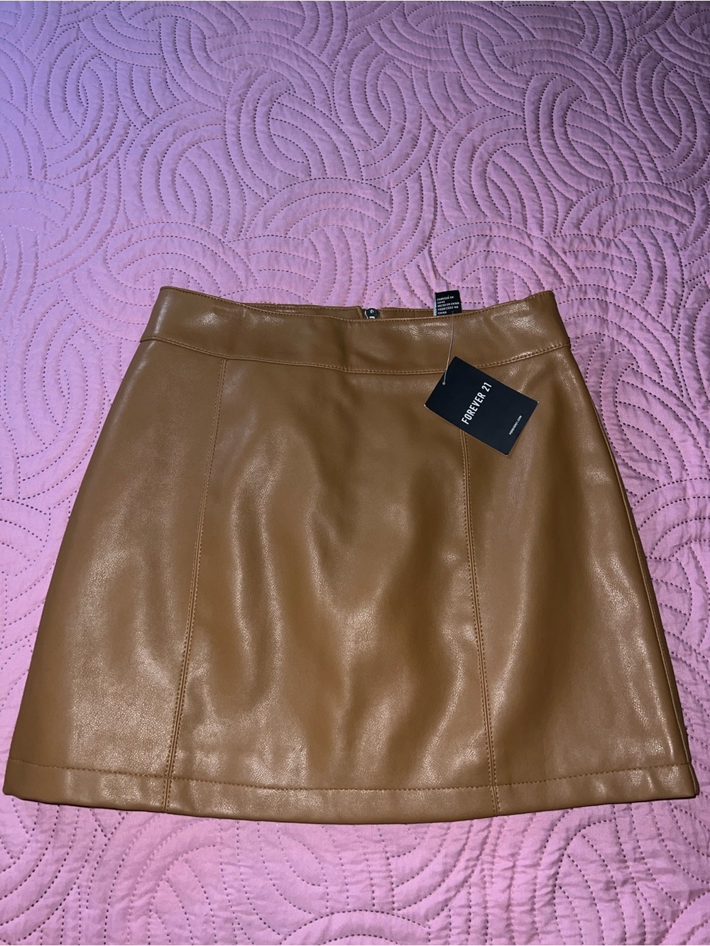 Forever 21 Camel Faux Leather Mini Skirt